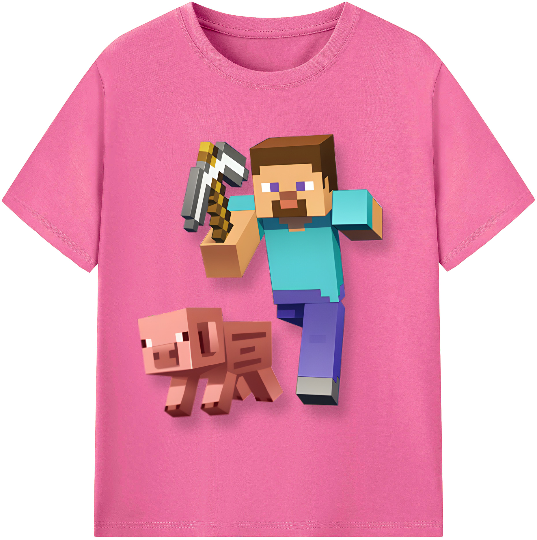（画像用） マインクラフト ブロックの世界 Minecraft MC Block world レディースカジュアルプリントTシャツ（綿100％）